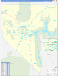 Las Vegas-Henderson-Paradise Metro Area Wall Map Basic Style 2024
